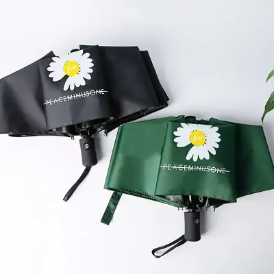 One Button Click Automatic On/Off Daisy Pattern Umbrella